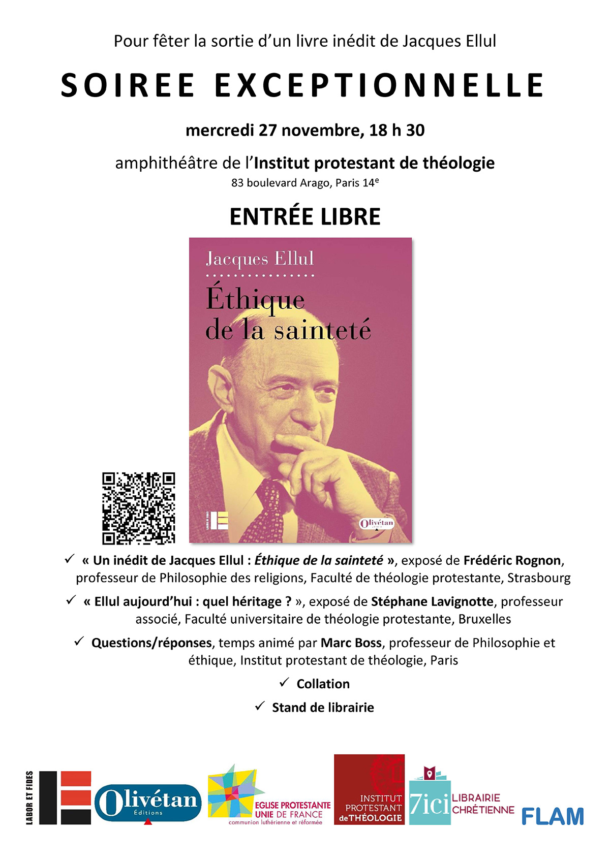 livre inédit de Jacques Ellul : soirée exeptionnelle mercredi 27 novembre à l’Institut protestant de théologie